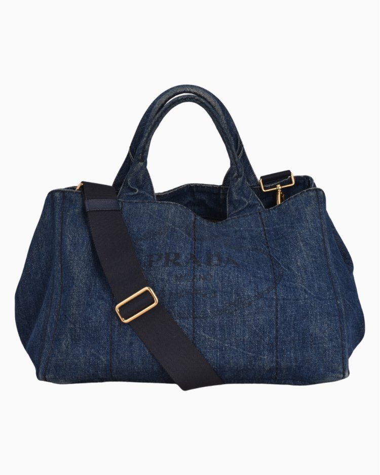 Bolsa Prada Original Denim Tote Azul Feminina